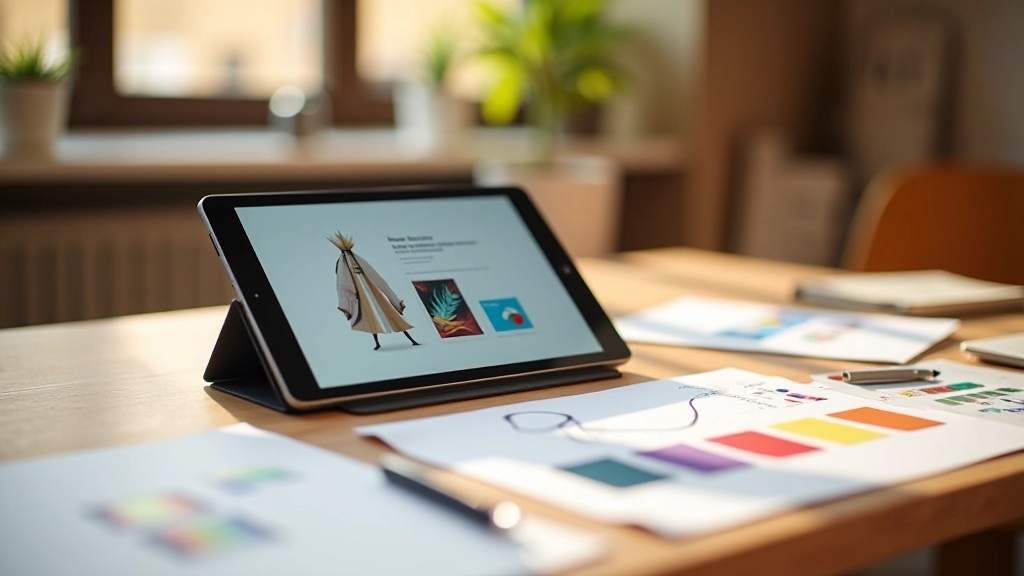 Table de travail avec des éléments créatifs, portfolios numériques et licence symbolisée