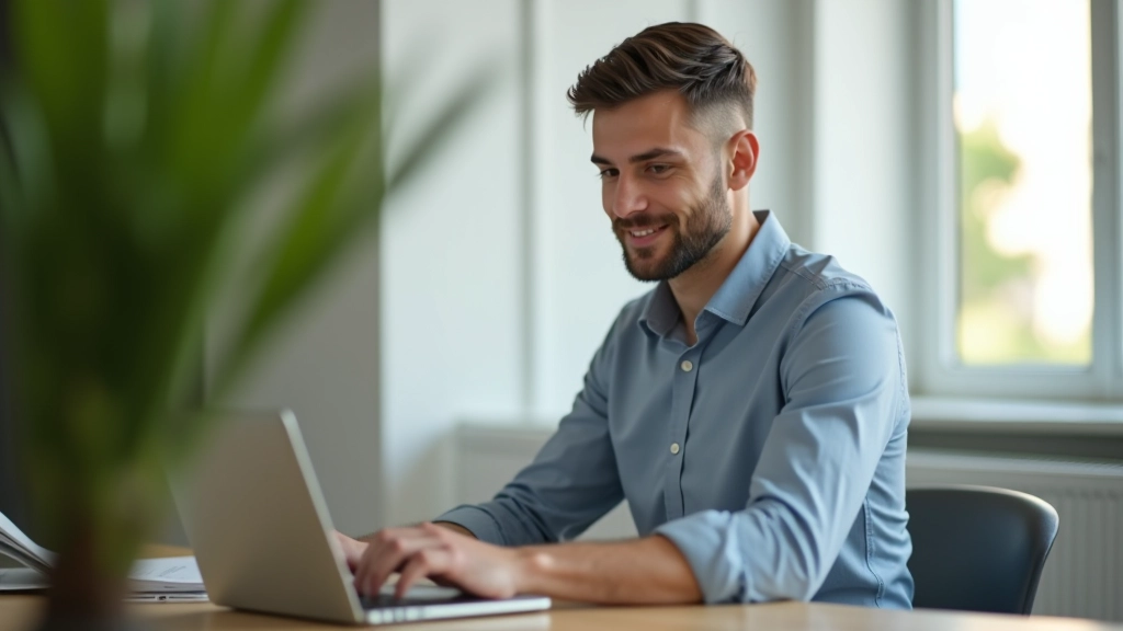 Personne travaillant sur un ordinateur portable dans un espace de travail créatif avec plantes et lumière naturelle