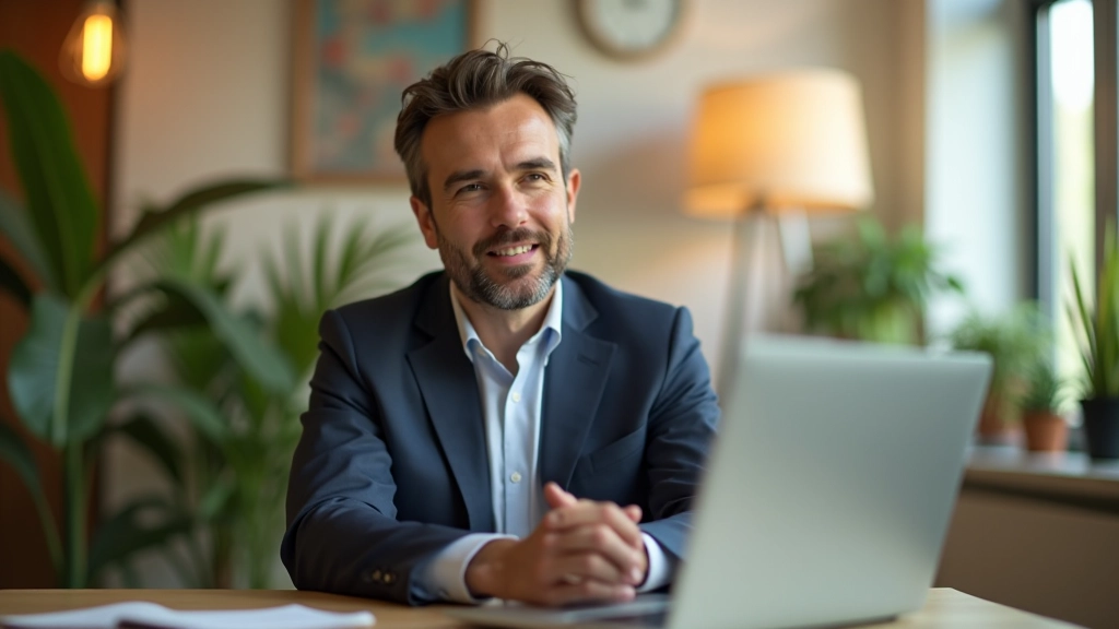 Personne ayant un appel vidéo de consultation sur un ordinateur portable dans un environnement de bureau lumineux